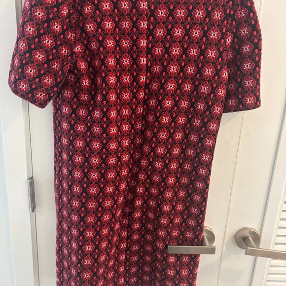 LOFT Red and Black Jacquard Shift Dress | Small - Picture 2 of 4